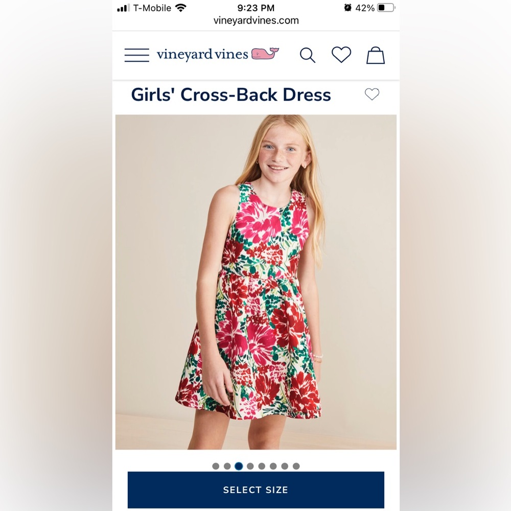 Girls cross back dress, size Small